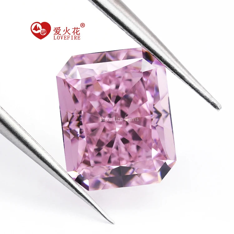 Custom Made Special Fancy Radiant Cut Light pink Cz Gems Rectangle Octagon 4K Crushed Ice Cubic Zirconia