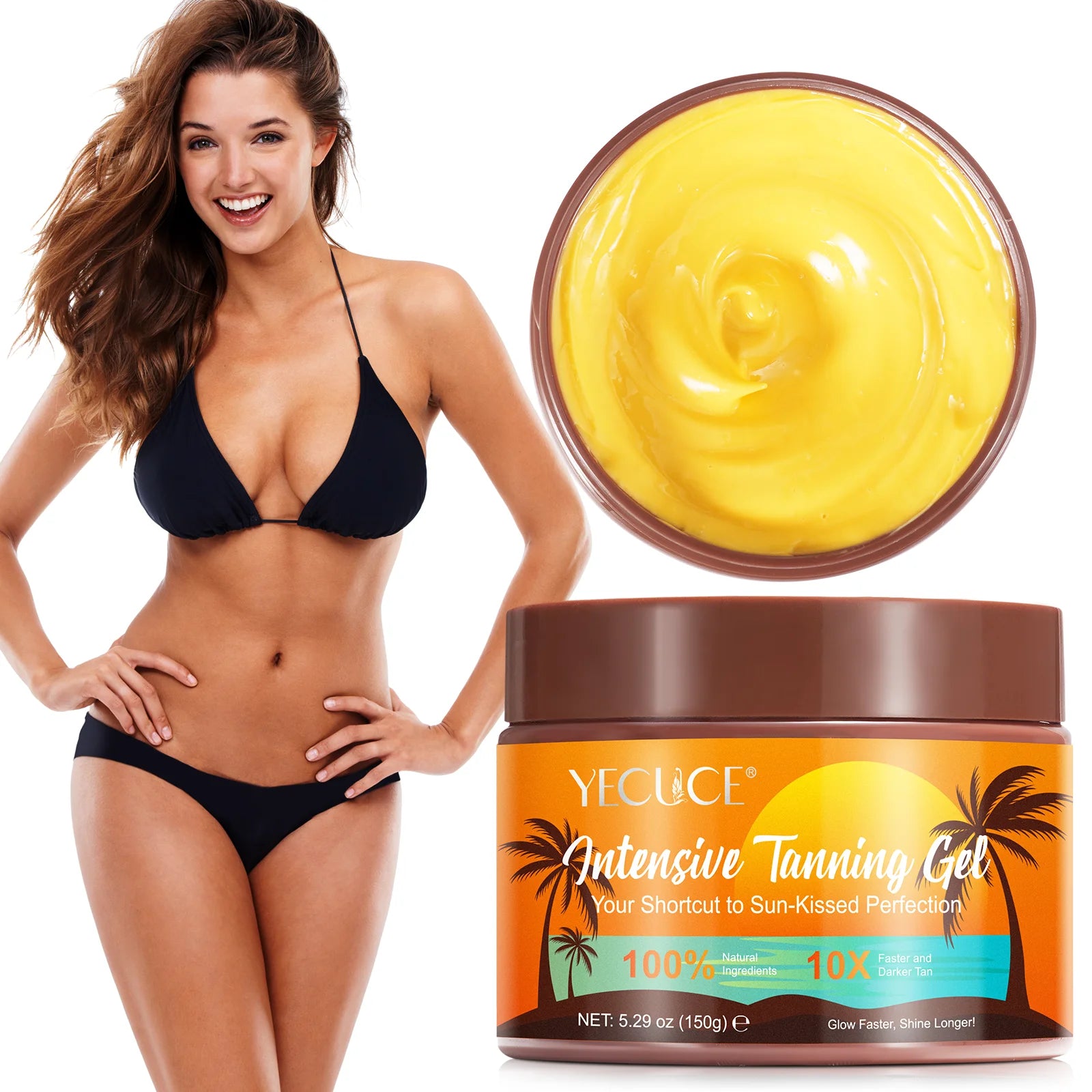 YECUCE Private Label 150g Self Intensive Tanning Cream Gel Natural Long Lasting Carrot Oil Extreme Tanning Gel for Face Body