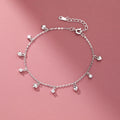 S999 Sterling Silver Chain Zirconia Heart Charm Bracelets Jewelry for Women Girls Gift Accessories YB-XY-593