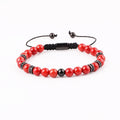 New Design Natural Stone 6mm Red Coral Beads CZ Spacers Adjustable Handmade Braided Rope Gemstone Bracelets JBS12529
