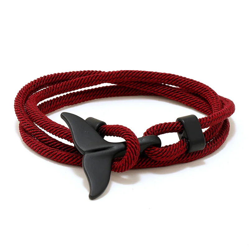 Three Layer Adjustable Bracelet Black Whale Tail Bracelet for Couple