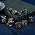 Vintage Silver Goth Gothic Jewelry Evil Demon Baphomet Signet Sigil of Lucifer Seal of Satan Rings for Men Women