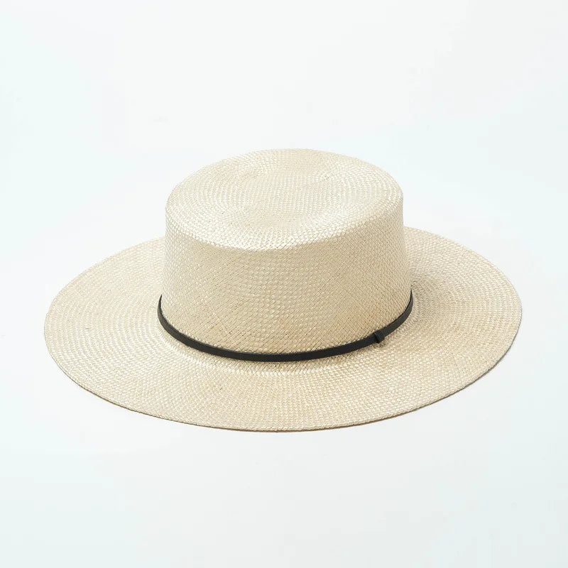 Wholesale New Wide Brim Panama Hats Sisal Hemp Flat Top Straw Boater Casual Outdoor Party Travel Sunscreen Beach Use