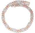 2019 Newest Iced Out Prong Setting Men's Miami Cuban Link Chain Symbolical 15mm Two Tones Rose Gold Chocker Cuban Linked Chain