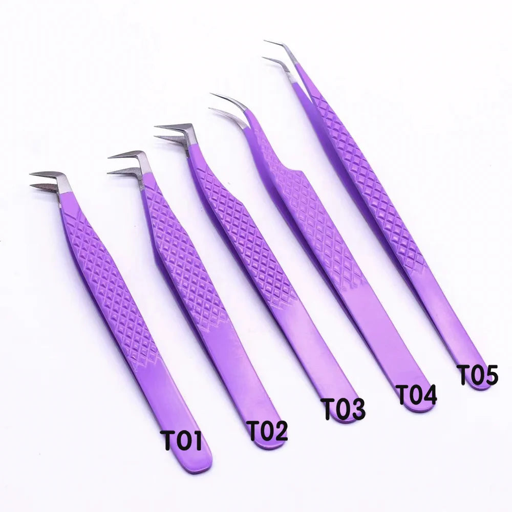 Fiber Tip Private Label Custom Lash Tweezers Strong Hold Slim Thin Straight Volume Tweezers 75 Degree Eyelash Extension Tweezers