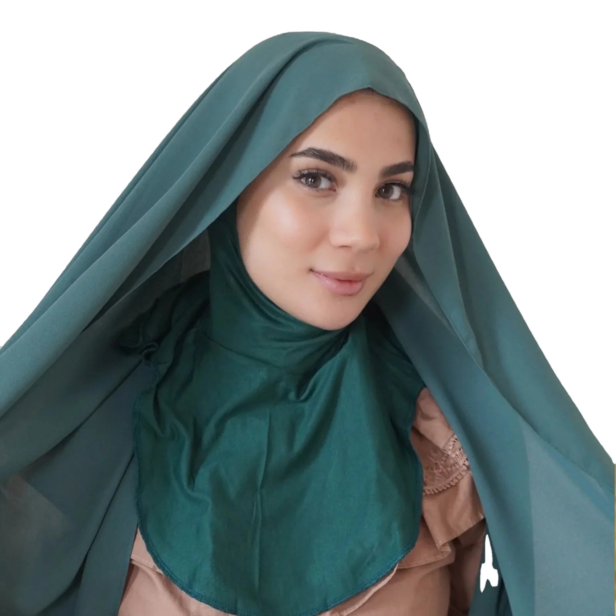 2023 Ramadan Ready-to-Wear Premium Chiffon Hijab Scarf Jersey Underscarf Full Neck Cover Instant Hijab Malaysia for Muslim