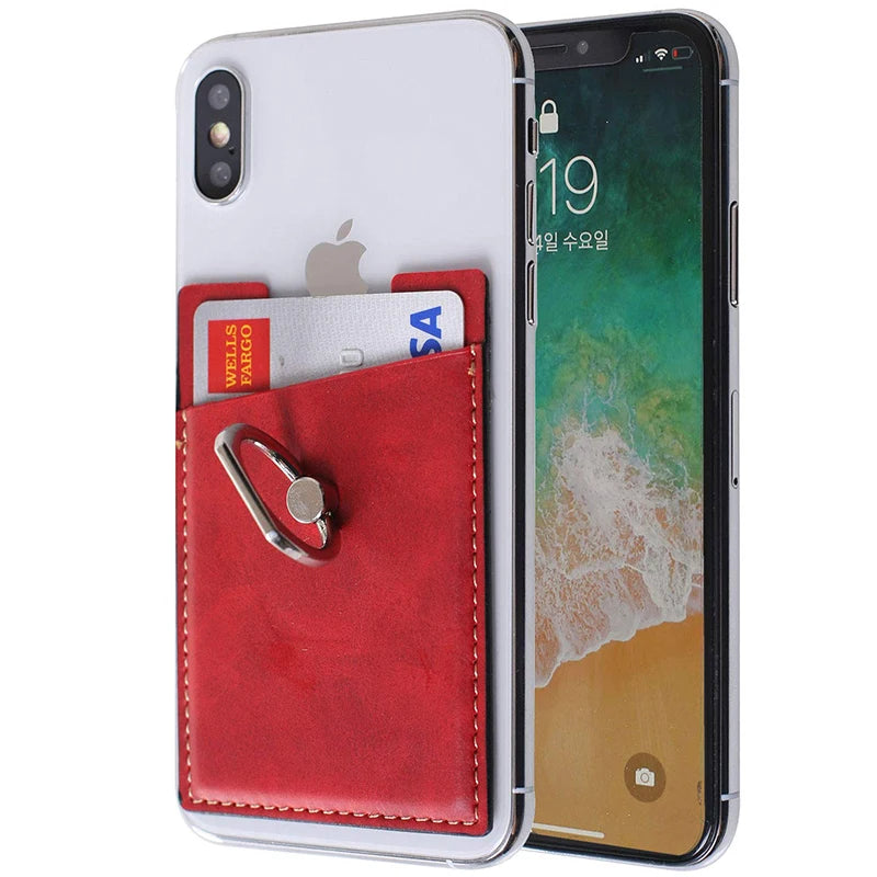 Factory Price Crad Holder Professional Custom Logo Printed Gift Pu Leather Phone Wallet with Metal Ring Credit ID Cards Holder