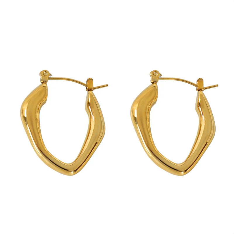 Women 18K Gold Plated Stainless Steel Hoop Huggie Earrings for Women