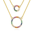 Daidan Multilayer Necklace Gold Micro Pave 18K Gold Plated Colorful Cubic Zirconia 925 Sterling Silver Necklace