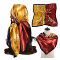 2024 New Chinese Style Flowers Imitated Silk Silk Satin 90cm square  Milk Silk Scarf Female Shawl Scarf Fashion Kerchief