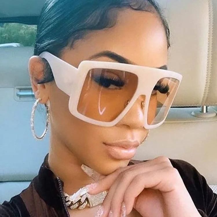 Square Milky Color Oversize Sunglasses Women Classical Huge Big Frame Oversized UV400 Sunglasses Sunray Sunglasses/