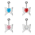 New Fashion Stainless Steel Butterfly Belly Rings Hot Sale Heart Zircon Belly Piercing Navel Button Ring for Women and Girls