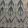 High-End Eco-Friendly 100% Polyester White Fancy Embroidery Bridal Sequined Mesh Tulle Lace Fabrics XM-BF0606