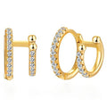 INS Sterling Silver 925 Needle Gold Plated Double Layers Zircon Earrings Micro Inlaid Zircon Circle Earrings Jewelry