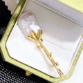 New Cool Glow Baroque Square Bead Brooch Special Offer Natural Freshwater Pearl Leaf Design Engagement Gift Jewelry