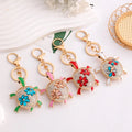 Lovely Turtle Rhinestone Keychain Sparkling Tortoise Key Ring Charm Purse Pendant Handbag for Women Decoration Gift