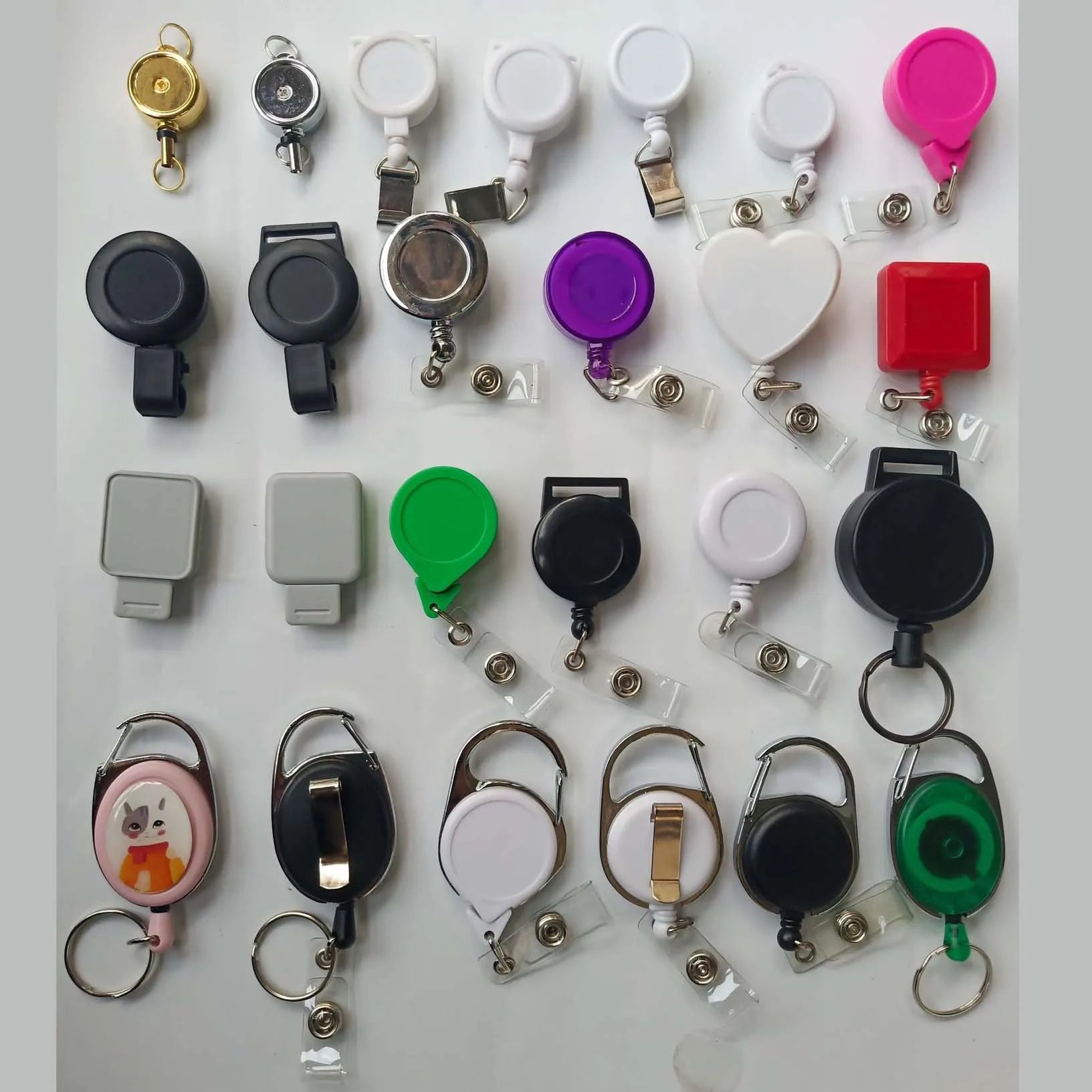 Wholesale Custom Logo Durable Plastic Retractable Badge Reel Alligator Clip Creative Yoyo Key Chain for ID Name Tag Card Holder