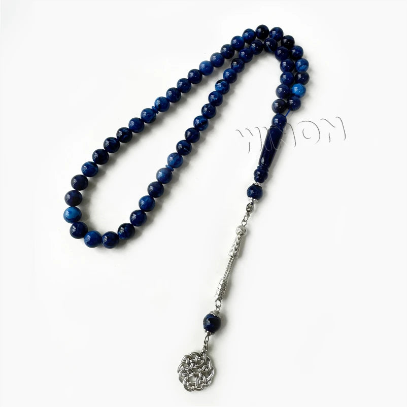 New Silver Plated Resin Tesbih Black Handmade Unisex Religious Prayer Beads 10mm-51 Rosary Tassels Islam Gift Muslim Misbaha