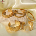 Custom Large Gold Chunky Bracelet Hypoallergenic Plain 18k Gold 304 Stainless Steel Adjustable Women Fashion Jewelry Cuff Bangle