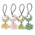 Wholesale Hot Sale Natural Stone Green Aventurine Rose Quartz Crystal Wire Wrapped Gravel Stars Moon Key Chain