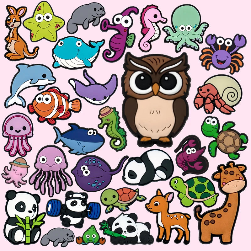 New Arrival  2d Pvc Custom New Popular Designer Shoe Charm Cartoon Animals Anime Shoe Charms Decor Buckle for Shoes Bulk Set