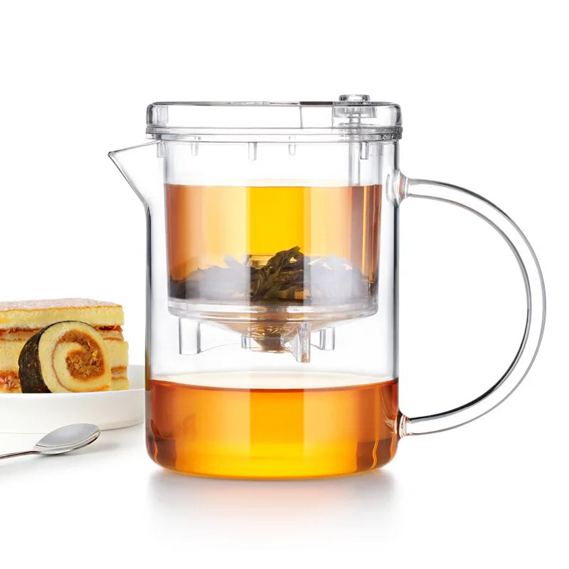 Lower MOQ Stock 500ml Heat-resistant Borosilicate Glass Gongfu Press Art Tea Cup Teapot with Filter