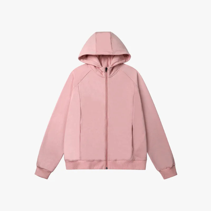 2025 Autumn New Women's Casual Top Fresh Macaron Style Hooded Zipper Sweatshirt Coat 100% Cotton XS Size Lined Knitted Fabric