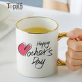 Topjlh Wholesale Fancy Gift Sublimation 11oz White Mug With Gold Handle and Rim Custom Picture Sublimation Mug