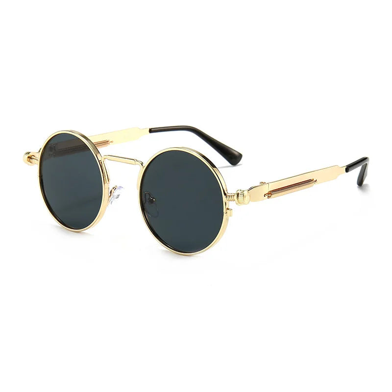 Vintage Round Punk Sunglasses Men's Spring Metal Steampunk Mirror Sun Glasses for Men Women Retro Personality Eyewear