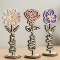 Personalized Eco-friendly Engraved Wooden Flowers Crafts for Home Decor and Mother's Day Gifts