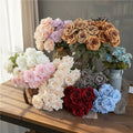 O-X712 Wholesale 9 Heads Artificial Flower Rose bunch Large Size Silk Rose Bouquet Wedding Decor Artificial Flowers Rose Flowers