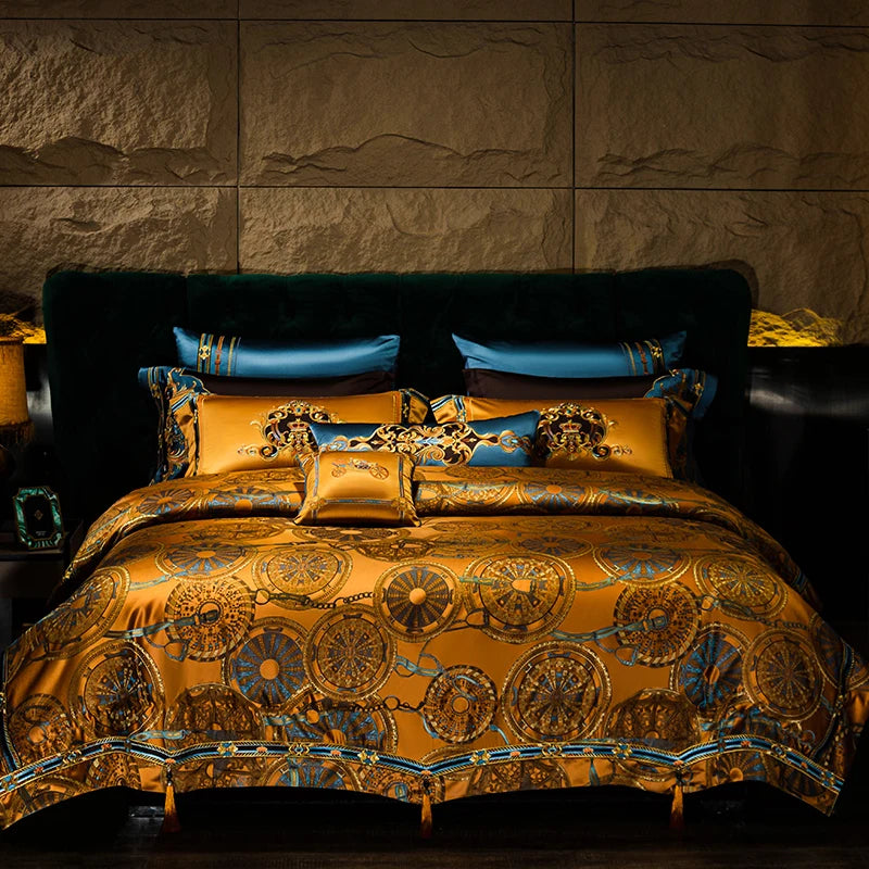 New Style 700TC High Precisions Jacquard Egyptian Cotton With Four Pillowcase Bedding Set