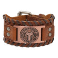 New Arrival DPANCO Punk Style Zinc Alloy Cuff Bracelet Viking Oath Bracelet Genuine Leather Viking Knit Bracelet for Men
