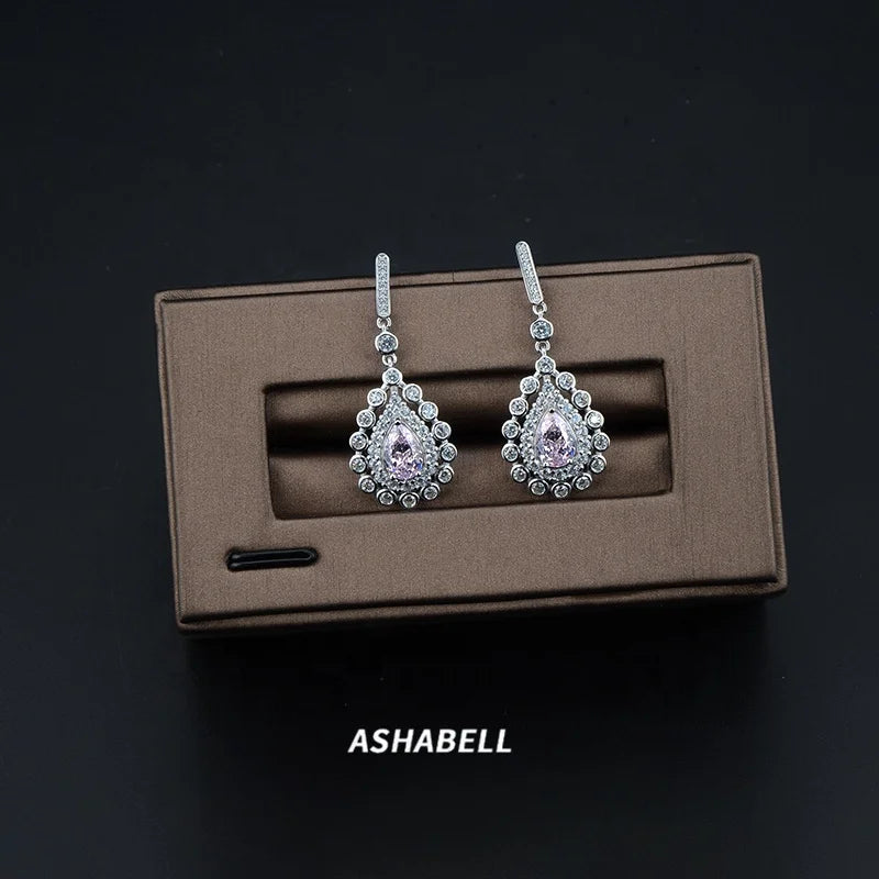 Fashion S925 Sterling Silver Fashion Drop Earrings Sparkle Ice Cut High Carbon Diamond Egg Drop Earrings