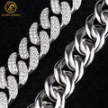 2025 Fashion Jewelry White 8mm 10mm 12mm Hip Hop Necklace Miami Link Cuban Chain 925S Plated Gold Chain for Men Women