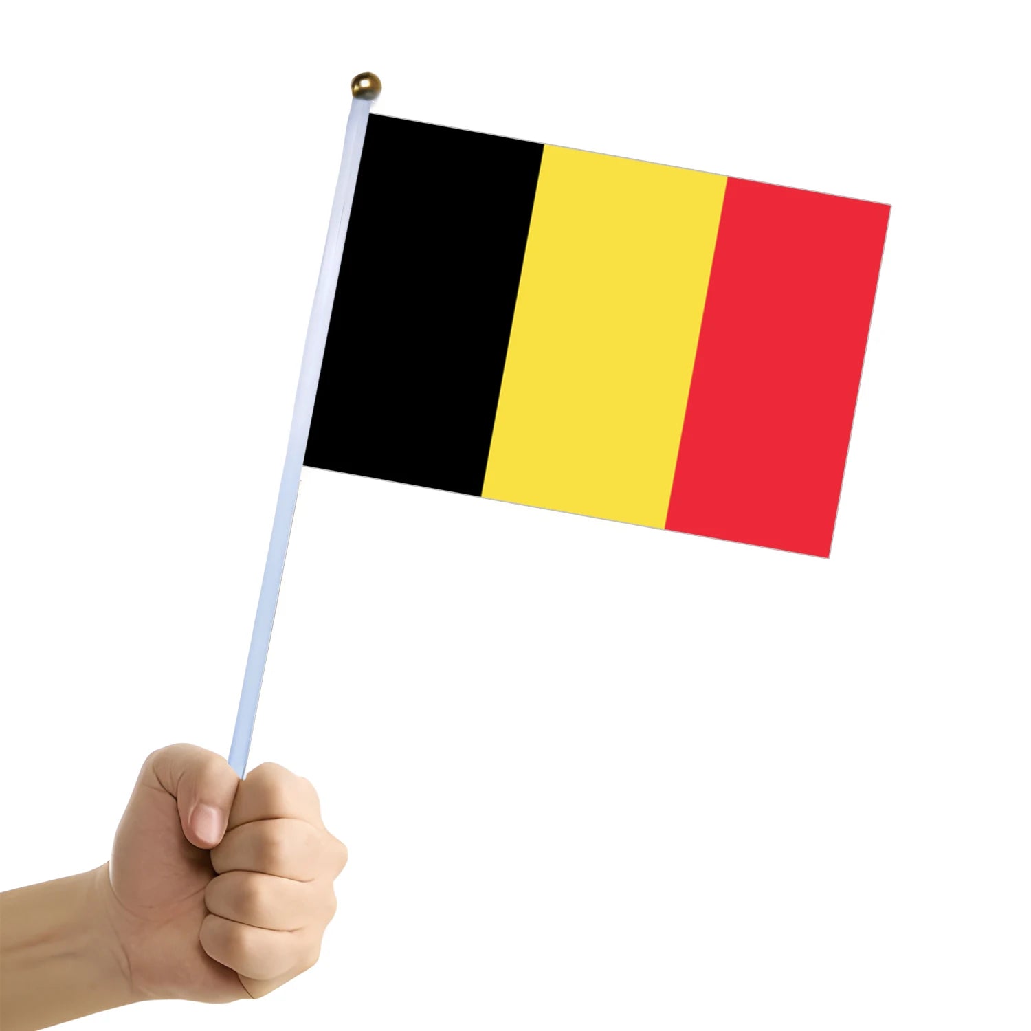 Custom Belgium Hand Flag 30x45cm 100% Polyester Double-Sided Fast Delivery in 48h Digital Print