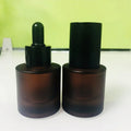 Frosted Amber Glass Bottle 30 ml 50 ml 100 ml Brown Glass Cosmetic Bottle with Spray Lotion Pump and Black Cap