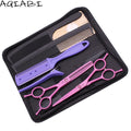 AQIABI 5.5 Inch Pink Japanese Steel Hair Scissors A1012 with Sharp Blade Tip and Finger Rest Dropshipping Thinning Shears