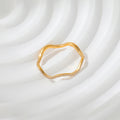 Fenny 18K Gold Plated Wholesale No Fade Geometric Waved Zirconia Half Pave Stainless Steel Finger Ring Trend for Wome