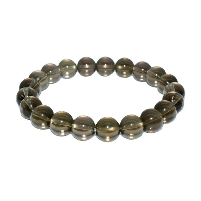 High Grade Natural Smoky Quartz Bracelet 6/8/10mm Round Religious Style Stone Material for Wedding Jewelry