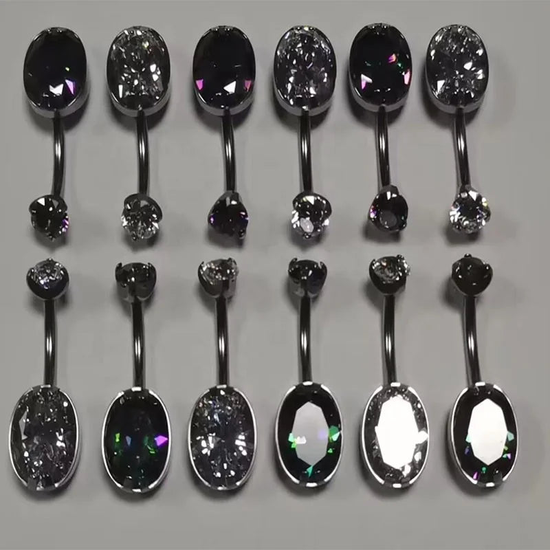 G23 Titanium Oval Zircon Navel Rings Titanium Piercing Jewelry Fashion Wedding Body Piercing Jewellery