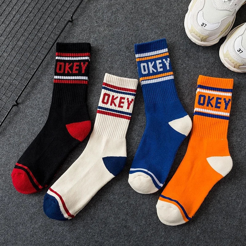 Manufacturer Direct Sale Custom Letter Socks Crew Sportsocks Logo Personality Cozy Warm Hip Hop Street Style Ribbed Cotton