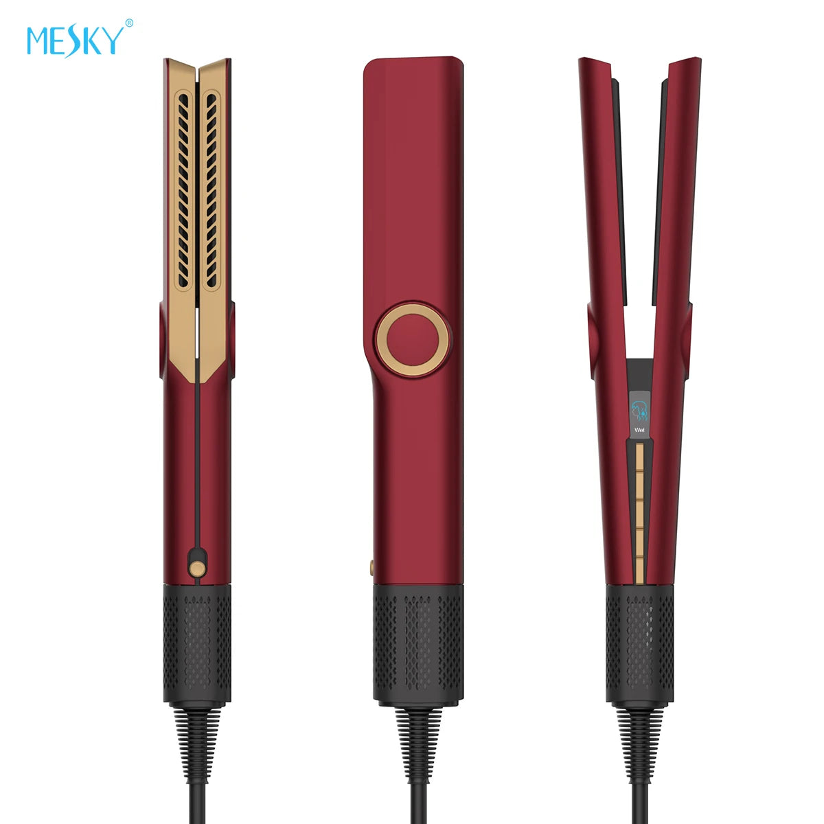 Mesky Popular Chinese Touchscreen Girly Modern Therapy Silky High Heat Ceramic Straightening Hair Straightener Accessories