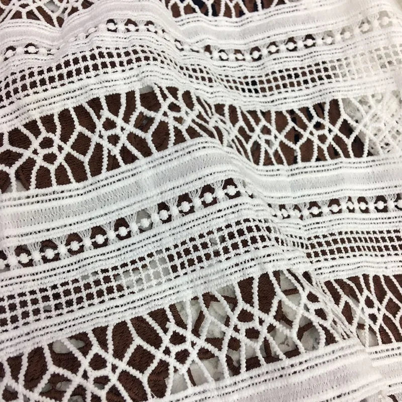 Latest White Wedding Dress Water-soluble Lace Fabric Milk Silk LT21084