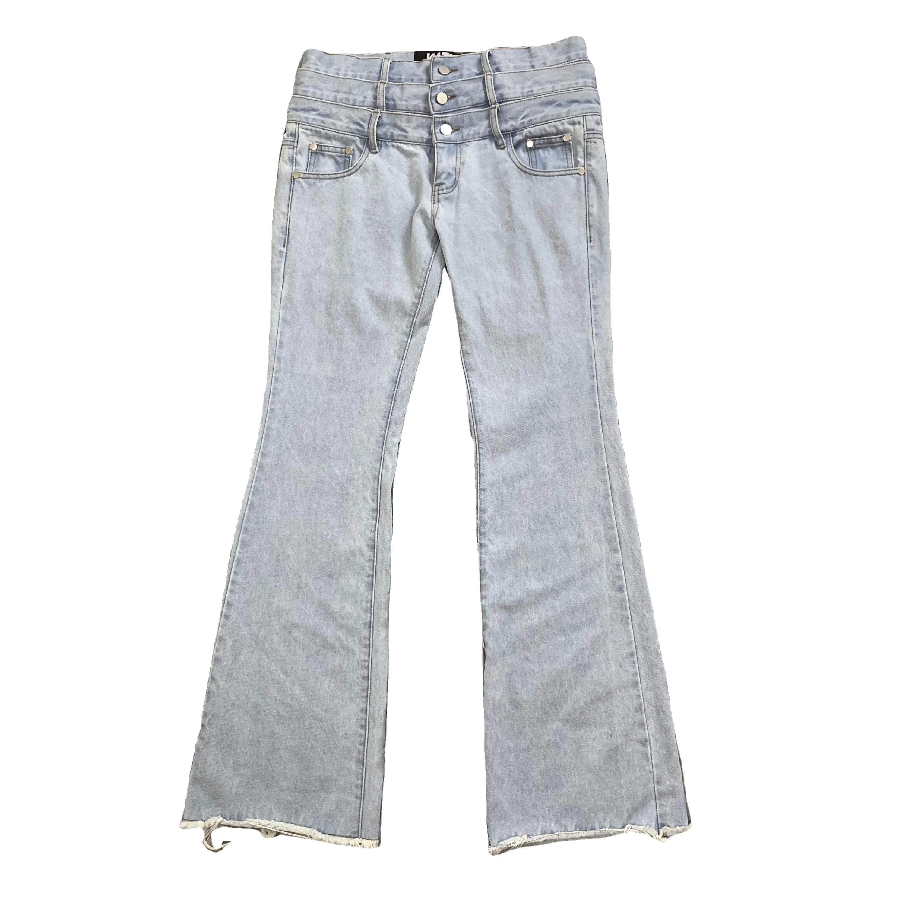 DENIMGUYS Custom Triple Waist Distressing Stacked Bootcut Pants Flared Jeans for Men