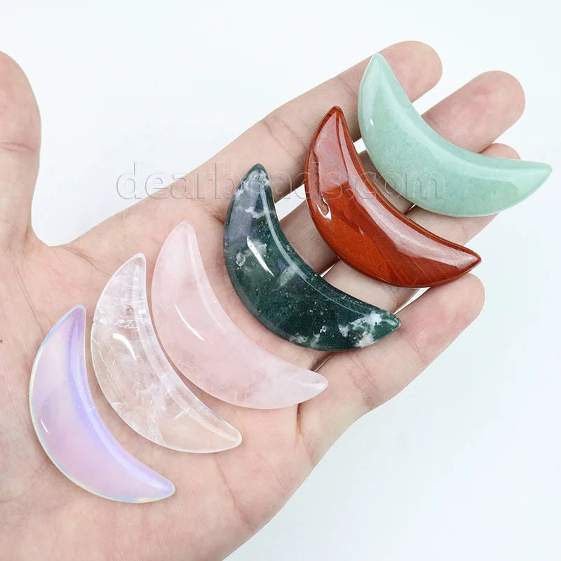 Moon Crystal New Moon Shape Healing Crystals Gemstone Palm Pocket Stones Quartz for Home Decoration