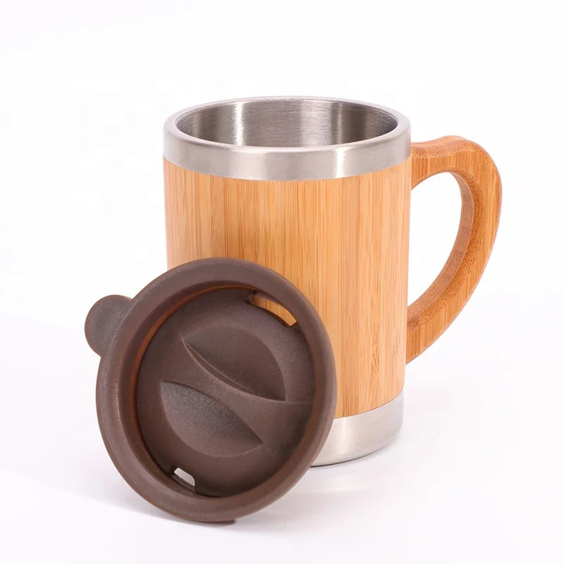 15oz Bamboo Tumbler Coffee Travel Tumbler coffee Mug Wholesale Wooden Mug Bamboo Travel Insulated Coffee Mug