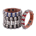 Wholesale Woman Man Adjustable Snap Punk Skull Bead Bead Leather Bracelets