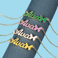 2023 New Design Personal Stainless Steel Colorful Enamel Custom Name Nameplate Choker Necklace for Women Jewelry