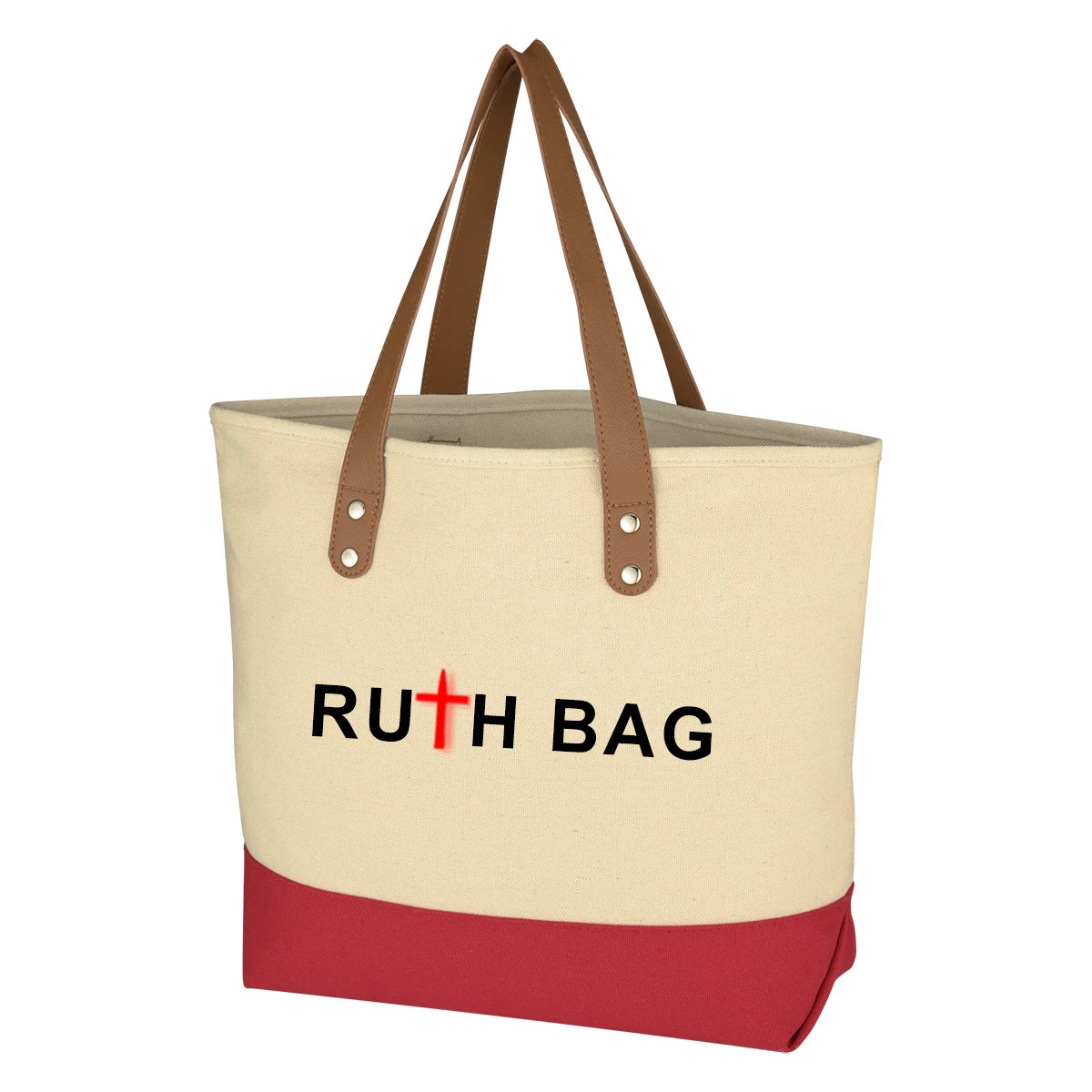 Durable Large Capacity Stereoscopic Natural Cotton Canvas Tote Bag Letter Pattern Crossbody Strap Multiple Pockets for Shopping